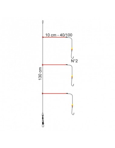 Montage Poils de Balais rouges 3 Hameçons Flashmer