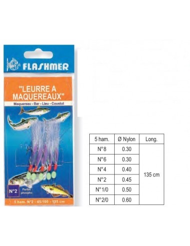 Jeu de plumes 5 hameçons leurre à maquereaux...