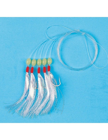 Jeu de plumes 5 hameçons leurre à maquereaux Flashmer
