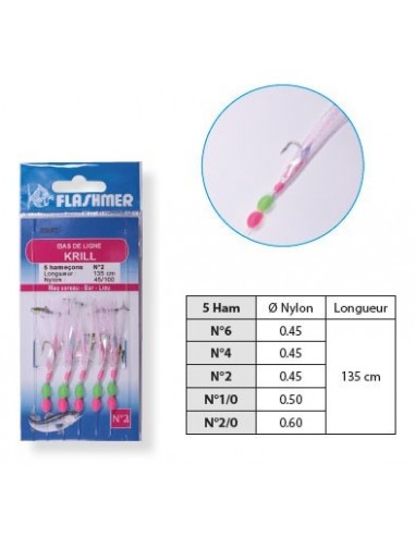 Jeu de plumes 5 hameçons Krill Flashmer
