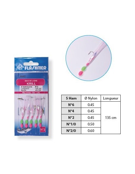 Jeu de plumes 5 hameçons Krill Flashmer