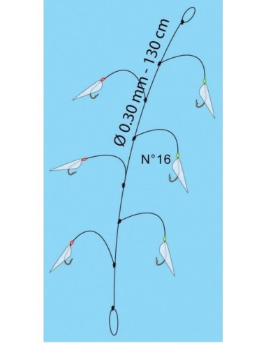 Bas de ligne à sardine 6 hameçons n°16 Micro...