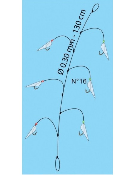 Bas de ligne à sardine 6 hameçons n°16 Micro Alevins Flashmer
