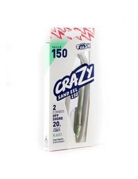 Crazy Sand Eel taille 150 (15cm) double combo OFF SHORE 20g Kaki