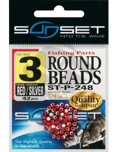 Perles rondes dures rouges argent Sunset ST-P-248 Red-Silver