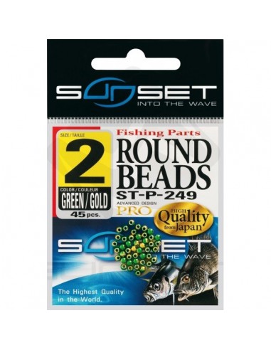 Perles rondes dures vertes et dorées Sunset ST-P-249 Green Gold