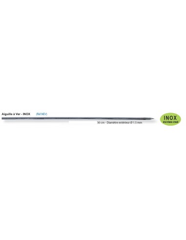 Lot de 2 aiguilles à vers Inox 30cm + tube diam. 1.5mm Flashmer