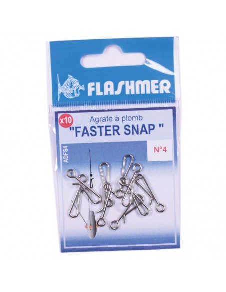 Agrafe rapide à plomb ou bas de ligne Faster Snap Flashmer (x10)