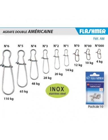 Agrafe double américaine Inox Flashmer (x10)