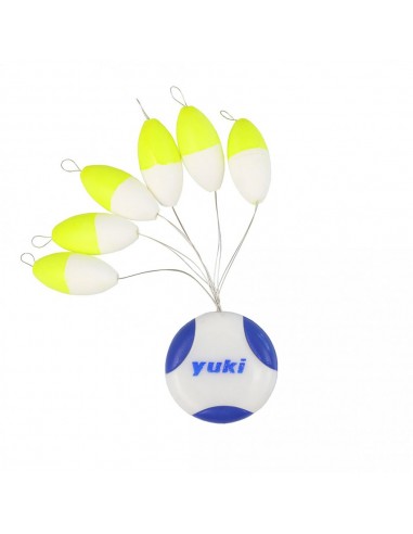 Perles flottantes ovales 14 x 7mm Blanc / Jaune Yuki (x6)