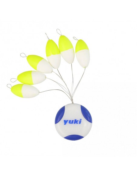 Perles flottantes ovales 14 x 7mm Blanc / Jaune Yuki (x6)