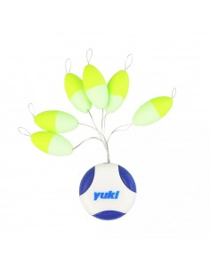 Perles flottantes ovales 14 x 7mm Phospho / Jaune Yuki (x6)