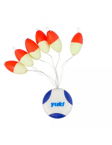 Perles flottantes ovales 14 x 7mm Phospho / Rouge Yuki (x6)