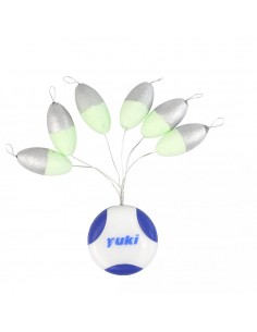 Perles flottantes ovales 14 x 7mm Phospho / Argent Yuki (x6)