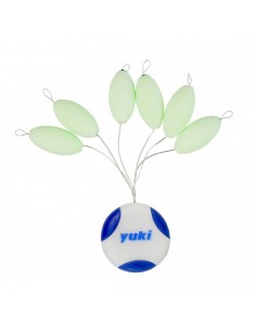 Perles flottantes ovales 14 x 7mm Vert phosphorescent Yuki (x6)