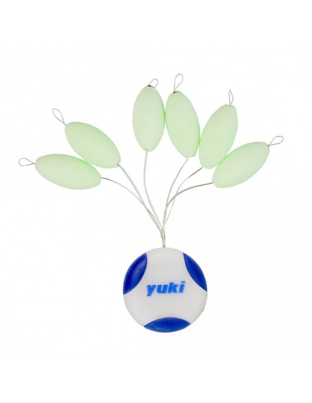 Perles flottantes ovales 14 x 7mm Vert phosphorescent Yuki (x6)