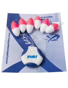 Perles flottantes ovales 14 x 7mm Blanc / Rouge Yuki (x6)