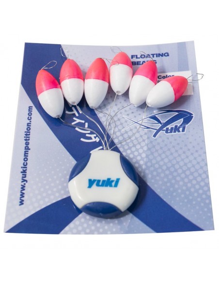 Perles flottantes ovales 14 x 7mm Blanc / Rouge Yuki (x6)