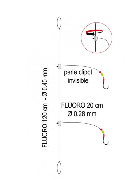 Montage Dorade Pro 2 Hameçons Fluorocarbone Flashmer