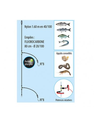 Montage PERLE FLOTTANTE Flashmer 2 hameçons n°8