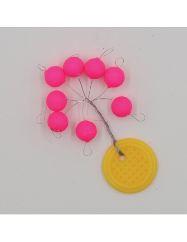 Perles flottantes rondes ROSE fluo 7.5mm...