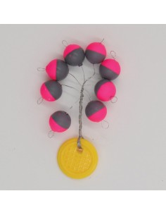 Perles flottantes rondes GRIS / FLUO ROSE fluo 7.5mm...