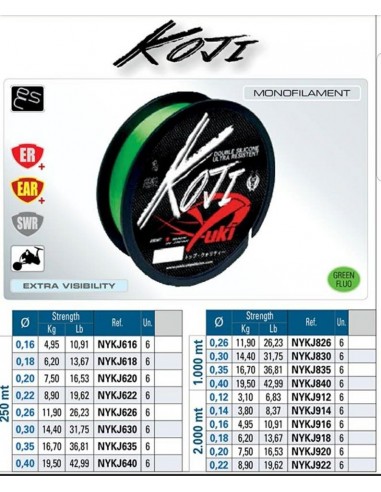 Nylon mer surfcasting fluo Koji 26.8/100 2000m...