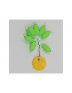 Perles flottantes ovales VERT FLUO 7.3x15mm Flashmer (x8)