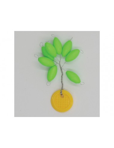 Perles flottantes ovales VERT FLUO 7.3x15mm Flashmer (x8)