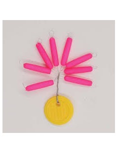 Perles flottantes cylindriques ROSE fluo 4 x 19mm...