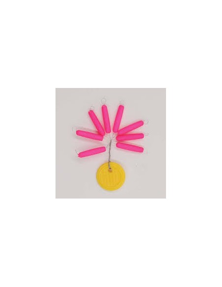 Perles flottantes cylindriques ROSE fluo 4 x 19mm Flashmer (x8)