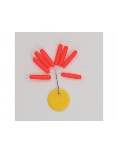 Perles flottantes cylindriques ROUGE fluo 4 x 19mm Flashmer (x8)