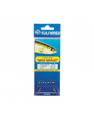 Bas de ligne à sardine 8 hameçons n°12 Mini Sprat Flashmer