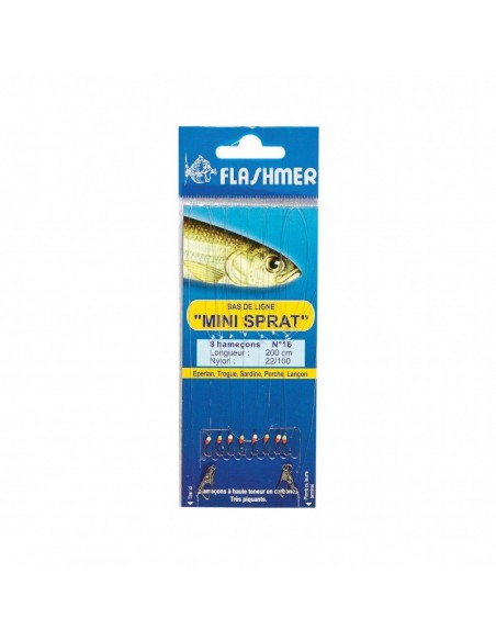 Bas de ligne à sardine 8 hameçons n°12 Mini Sprat Flashmer