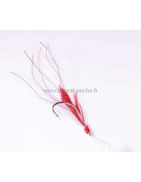 Jeu de plumes 5 hameçons n°2/0 Signal Sang Flashmer
