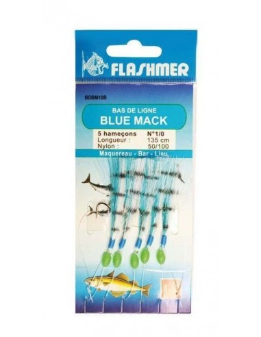 Jeu de plumes 5 hameçons n°1/0 BLUE MACK Flashmer