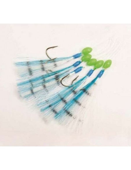 Jeu de plumes 5 hameçons n°1/0 BLUE MACK Flashmer